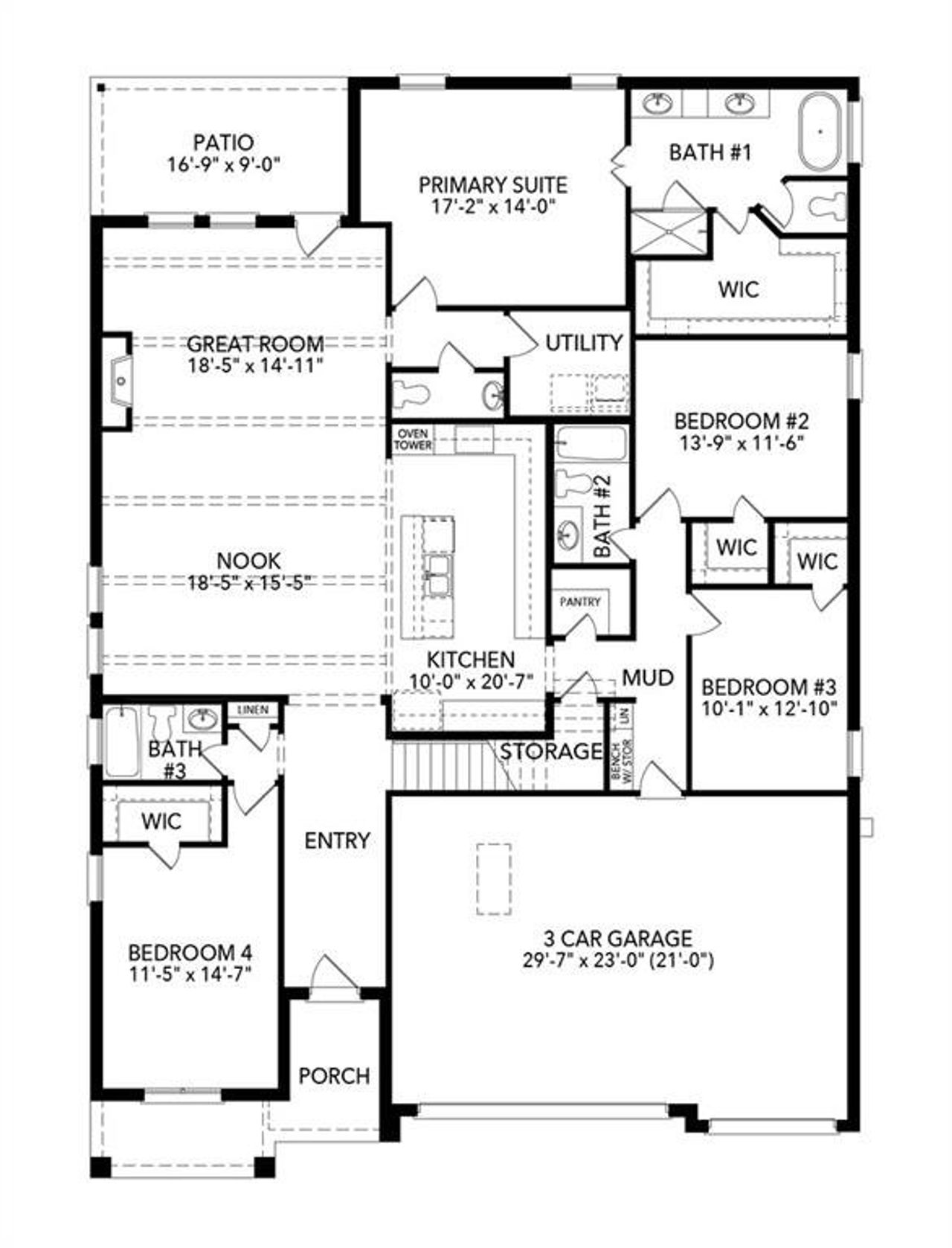 2D floor plan layout of this home in Timberbrook, Justin, TX (Image 2). 2D floor plan layout of this home in Timberbrook, Justin, TX (Image 2).