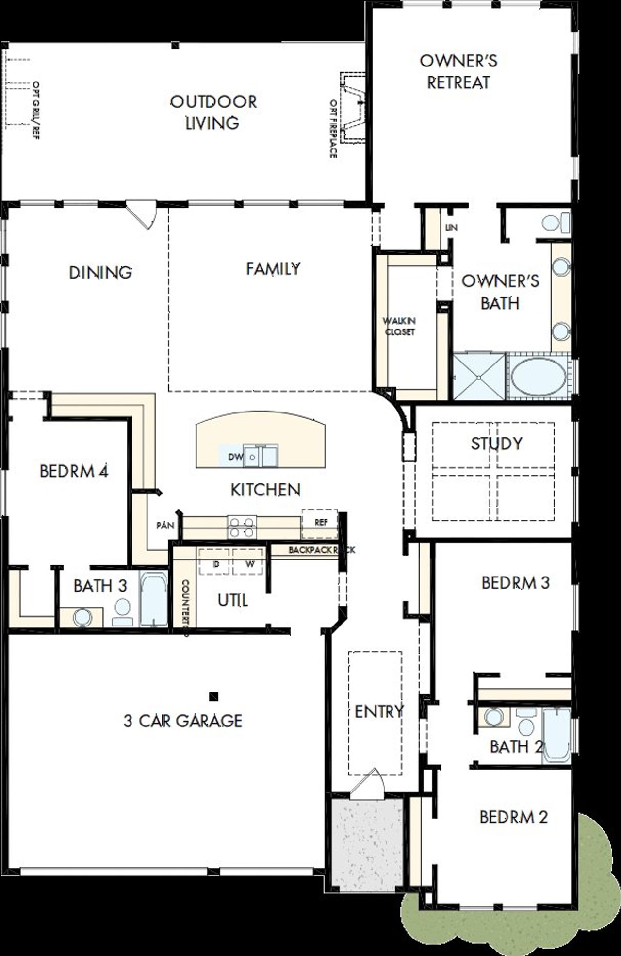 2D floor plan layout of this home in The Woodlands Hills - Summit Collection, Willis, TX (Image 2).