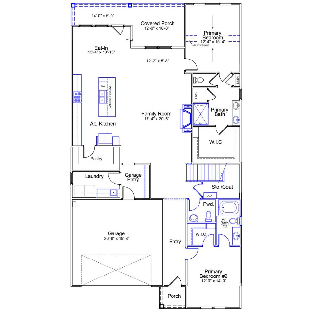 2D floor plan layout of this home in Cottages at Lake Emory, Inman, SC (Image 2).