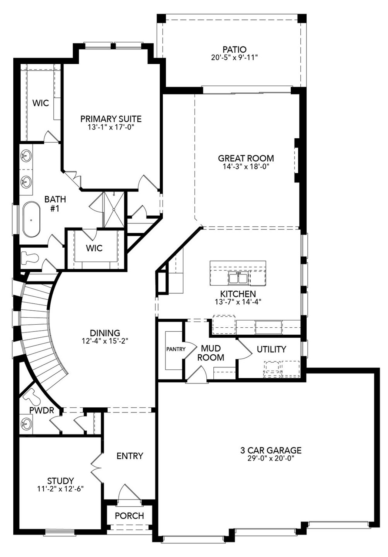2D floor plan layout of this home in Rio Vista at Kelly Ranch, Aledo, TX (Image 2).