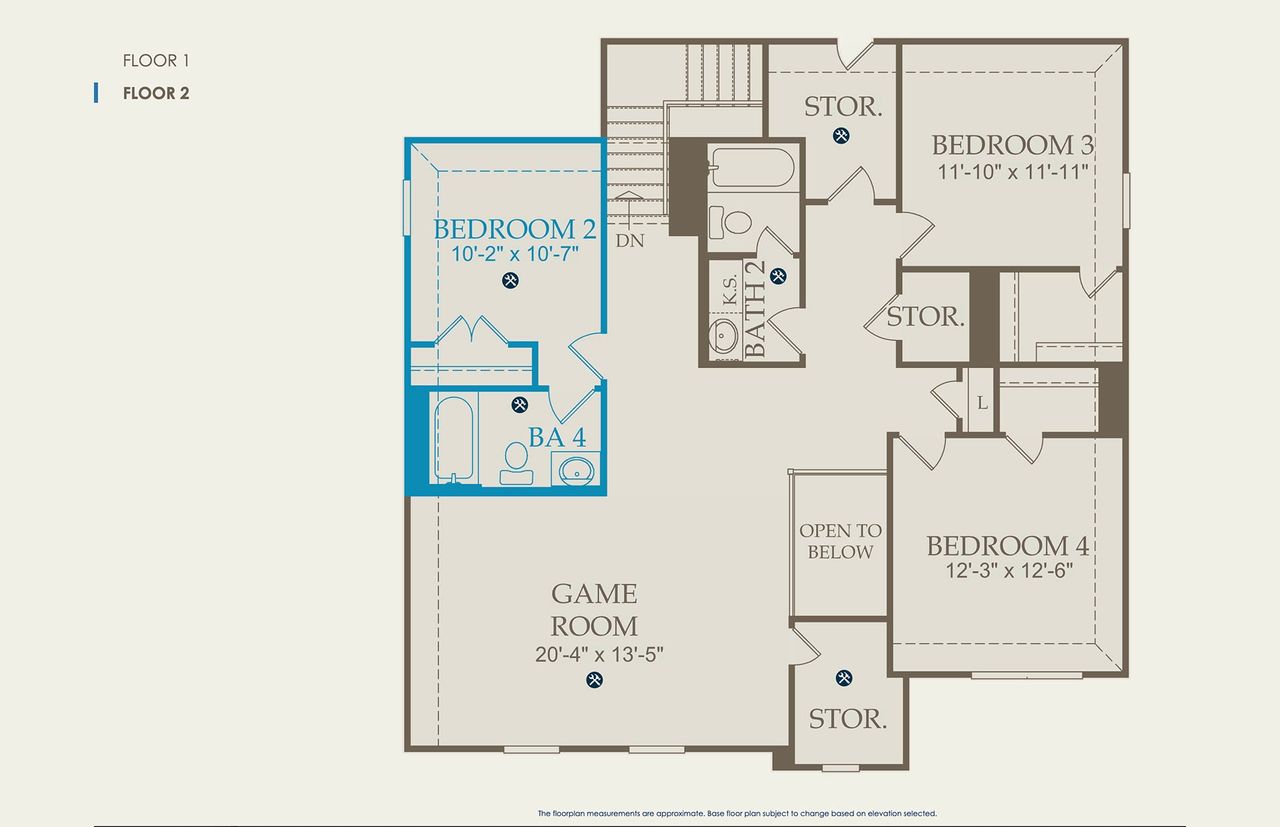 2D floor plan layout of this home in Saddleback at Santa Rita Ranch, Liberty Hill, TX (Image 2).