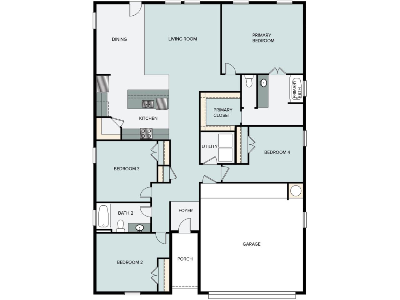 2D floor plan layout of this home in Casetta Ranch, Kyle, TX (Image 2). 2D floor plan layout of this home in Casetta Ranch, Kyle, TX (Image 2).
