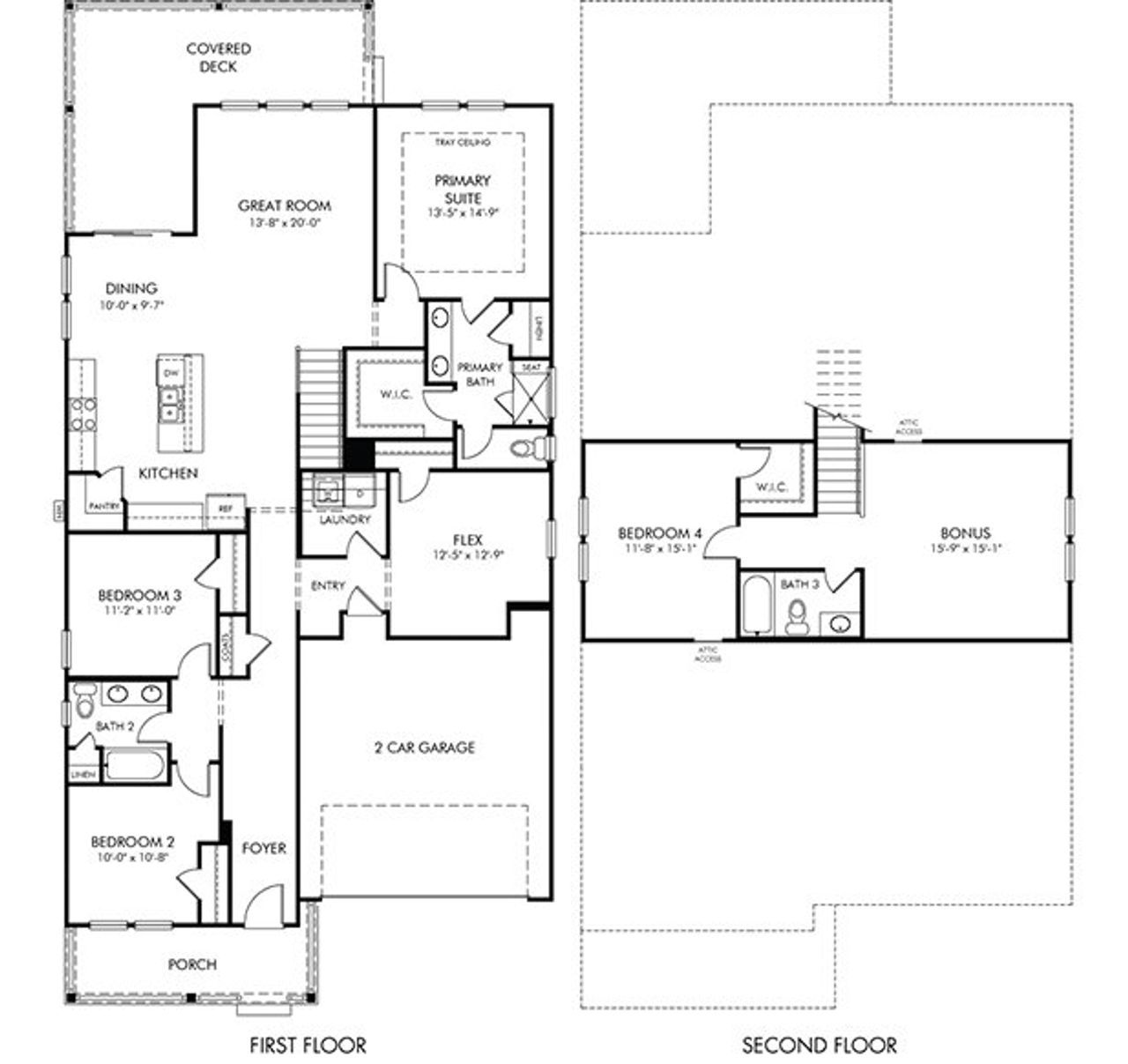 2D floor plan layout of this home in The Coves at Lakes of Cane Bay, Summerville, SC (Image 2).