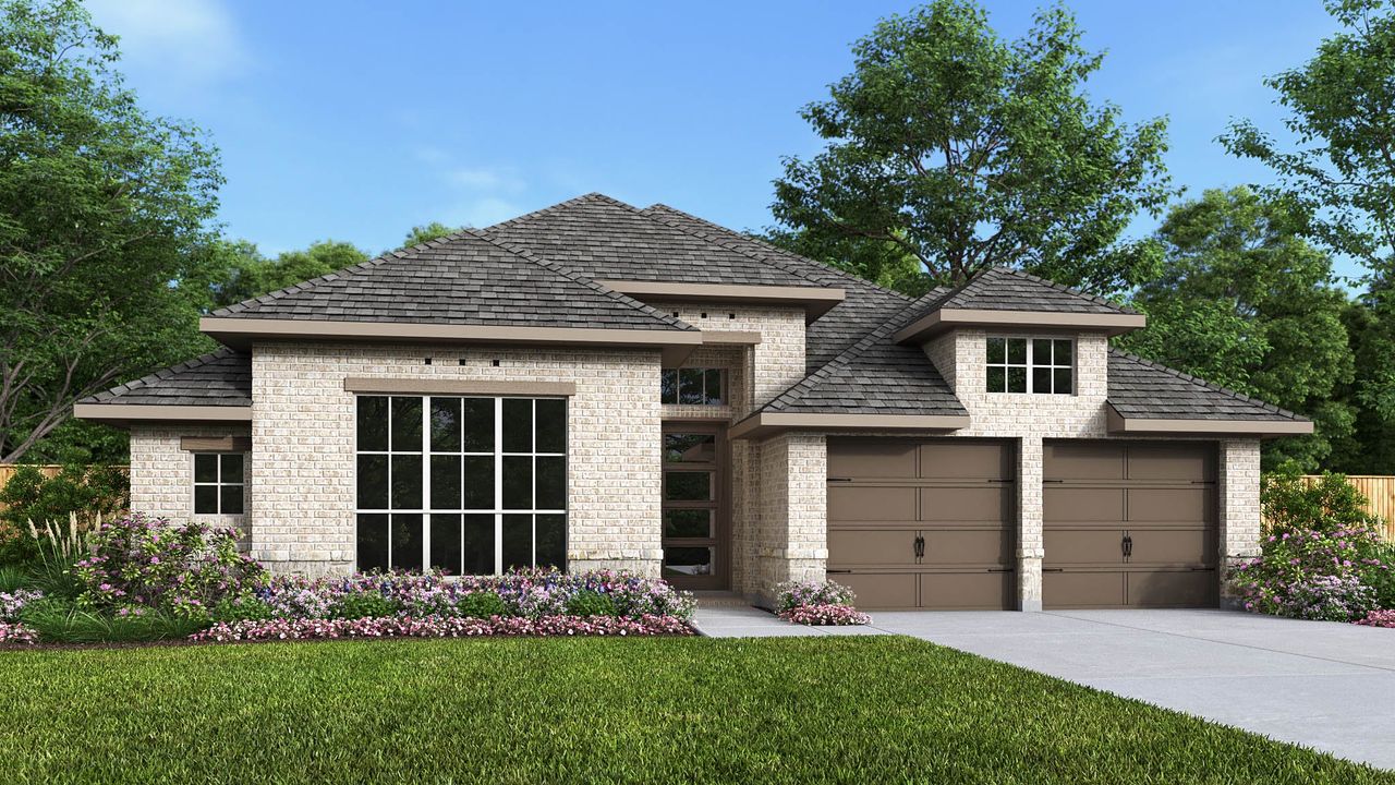 Representative exterior photo of a completed home built from the Design 2519W by Perry Homes in Veramendi 60', New Braunfels, TX (Image 2).