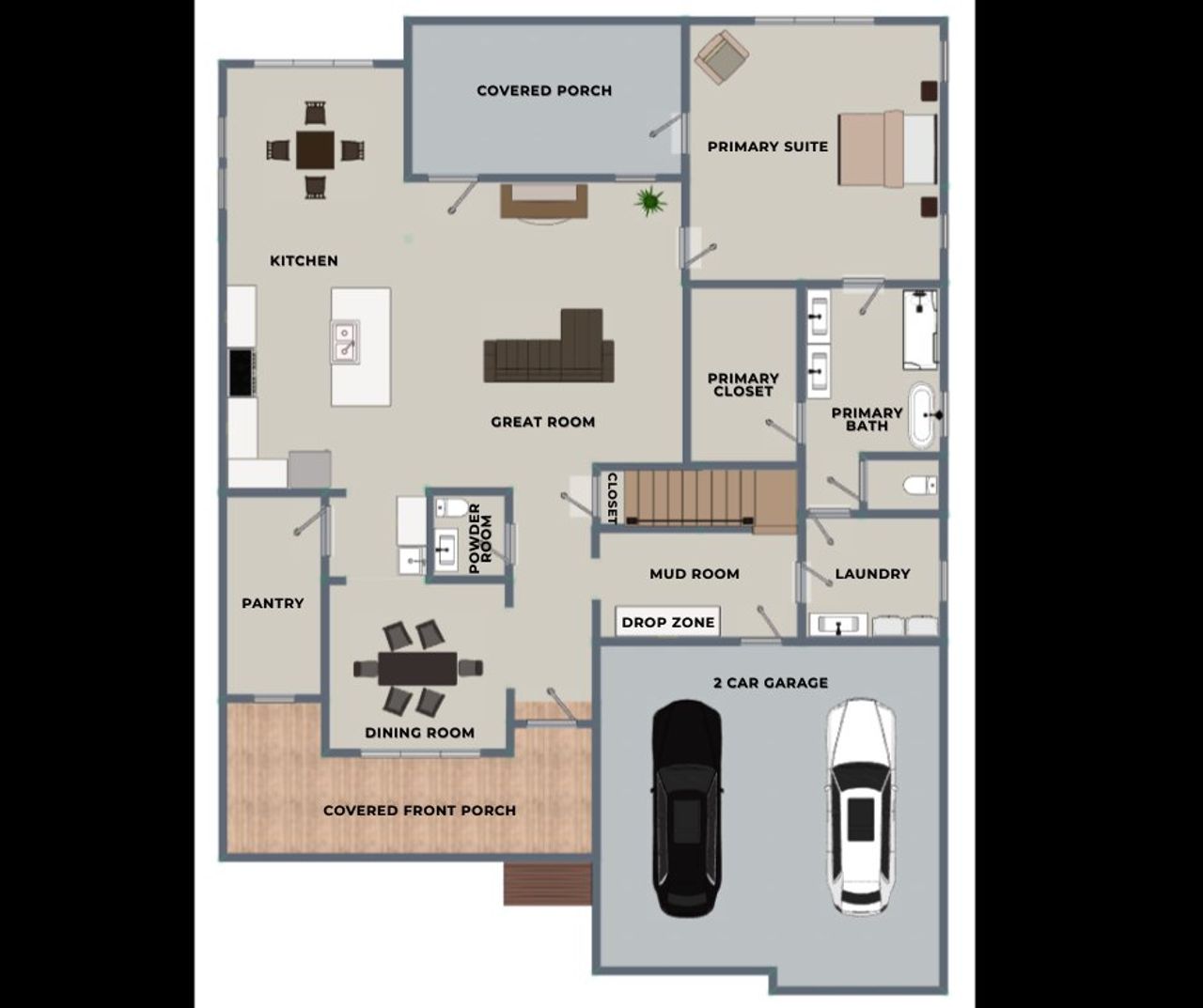 2D floor plan layout for the Toccoa by Riverstone Construction, LLC in Baker Road, Birchwood, TN (Image 2).