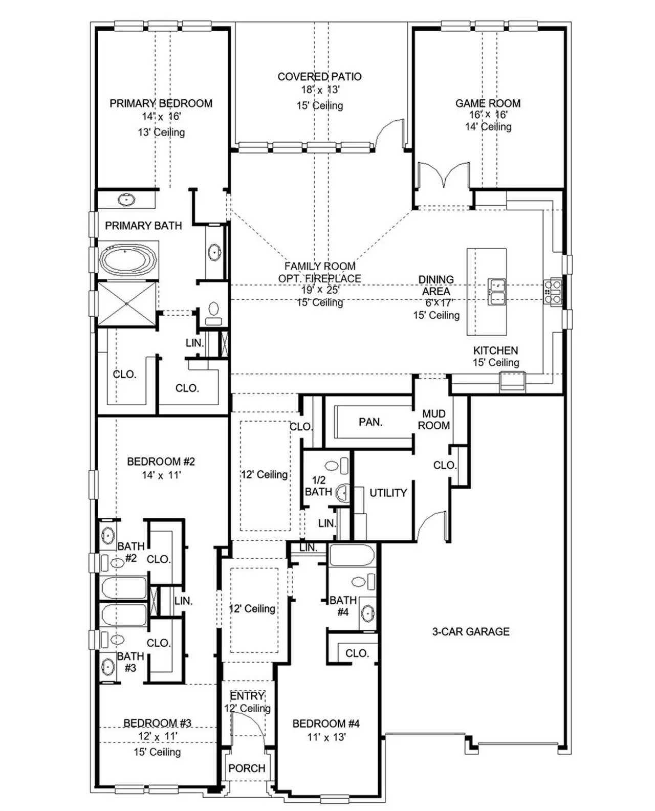 2D floor plan layout of this home in Santa Rita Ranch - Eldorado, Liberty Hill, TX (Image 2).