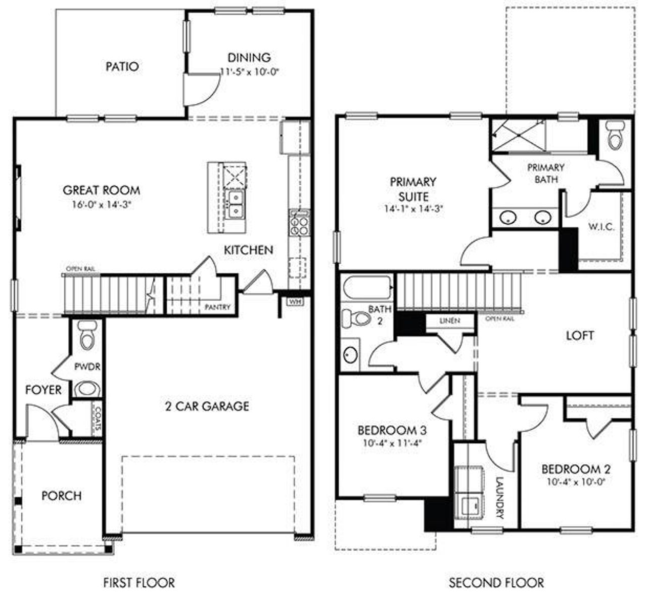 2D floor plan layout of this home in Hemingway - Reserve Series, Cumming, GA (Image 2).