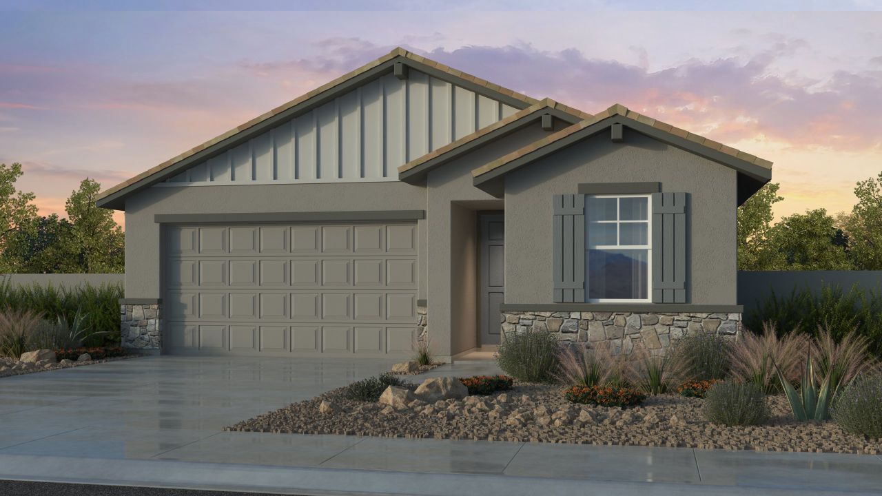 Representative exterior photo of a completed home built from the Quartz by Taylor Morrison in Combs Ranch Discovery Collection, San Tan Valley, AZ (Image 2).