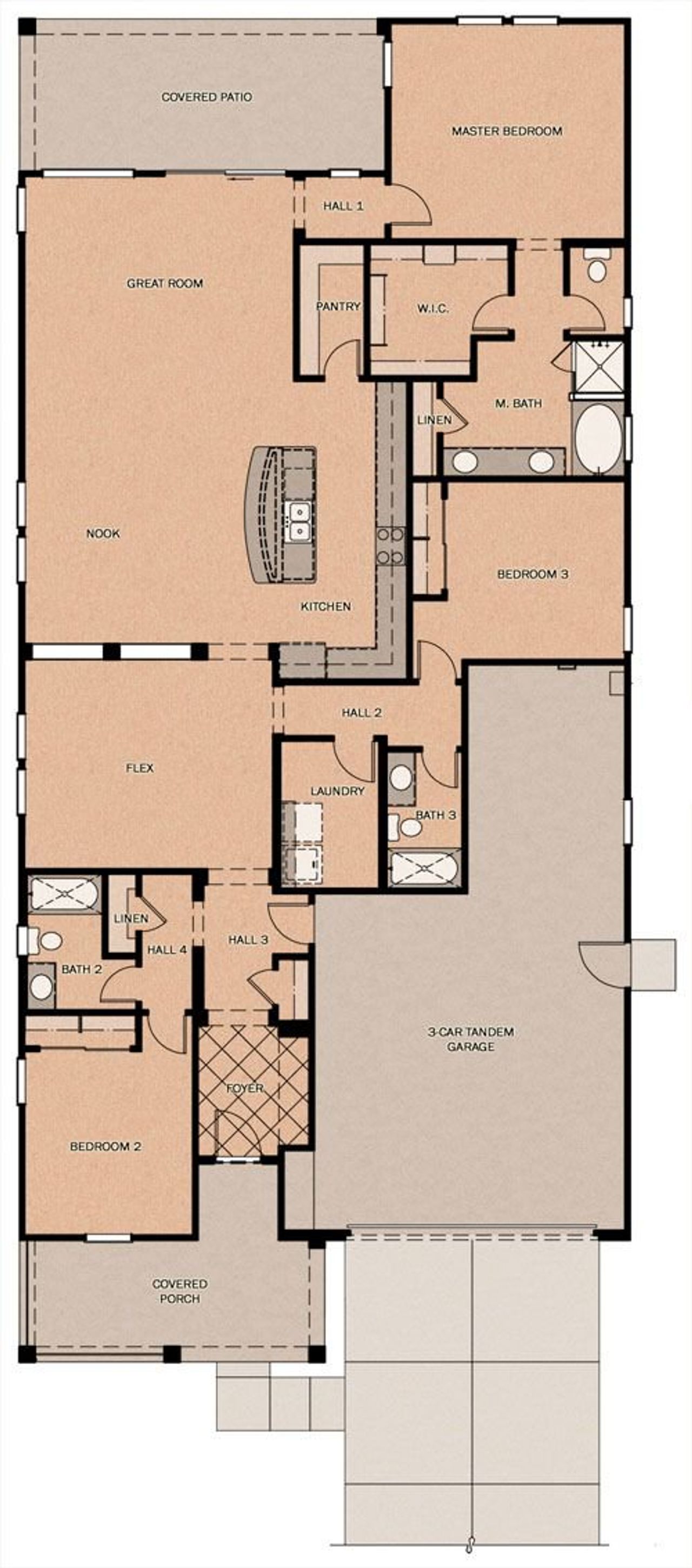 2D floor plan layout of this home in Orchard at Barney Farms, Queen Creek, AZ (Image 2).