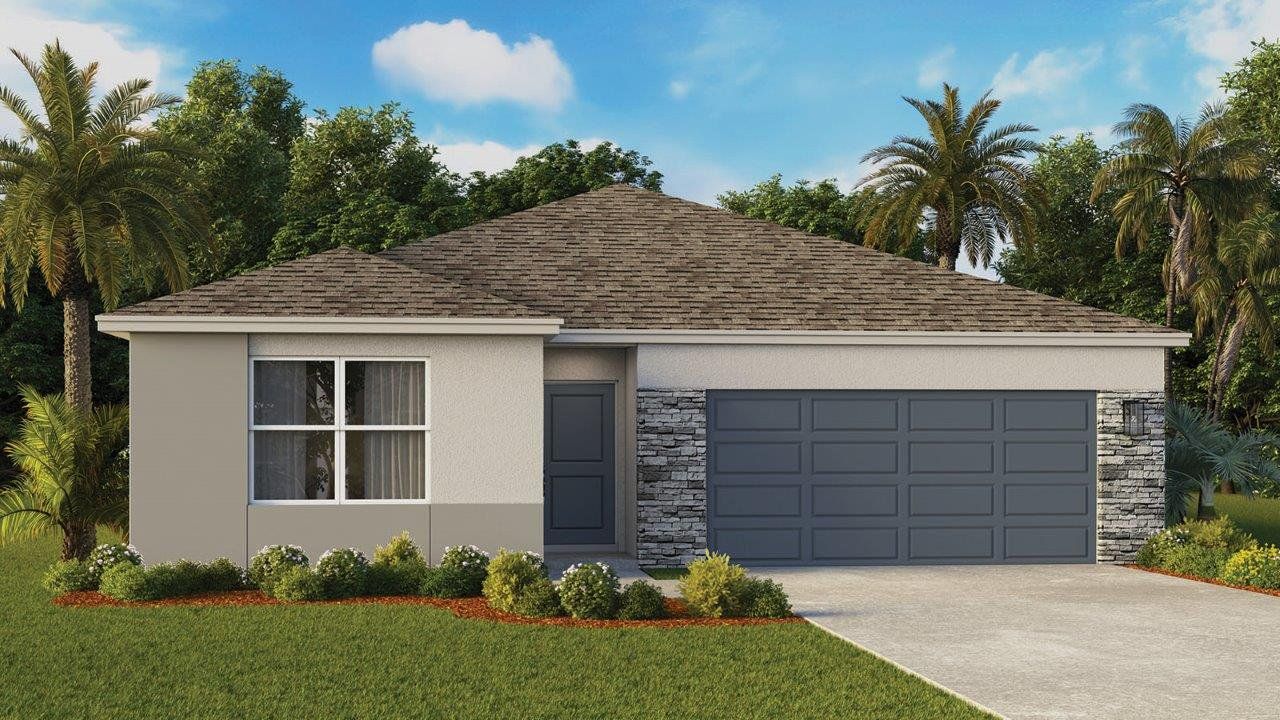 Representative exterior photo of a completed home built from the Lakeside Modern by D.R. Horton in Boulevard Oaks, Lady Lake, FL (Image 2).