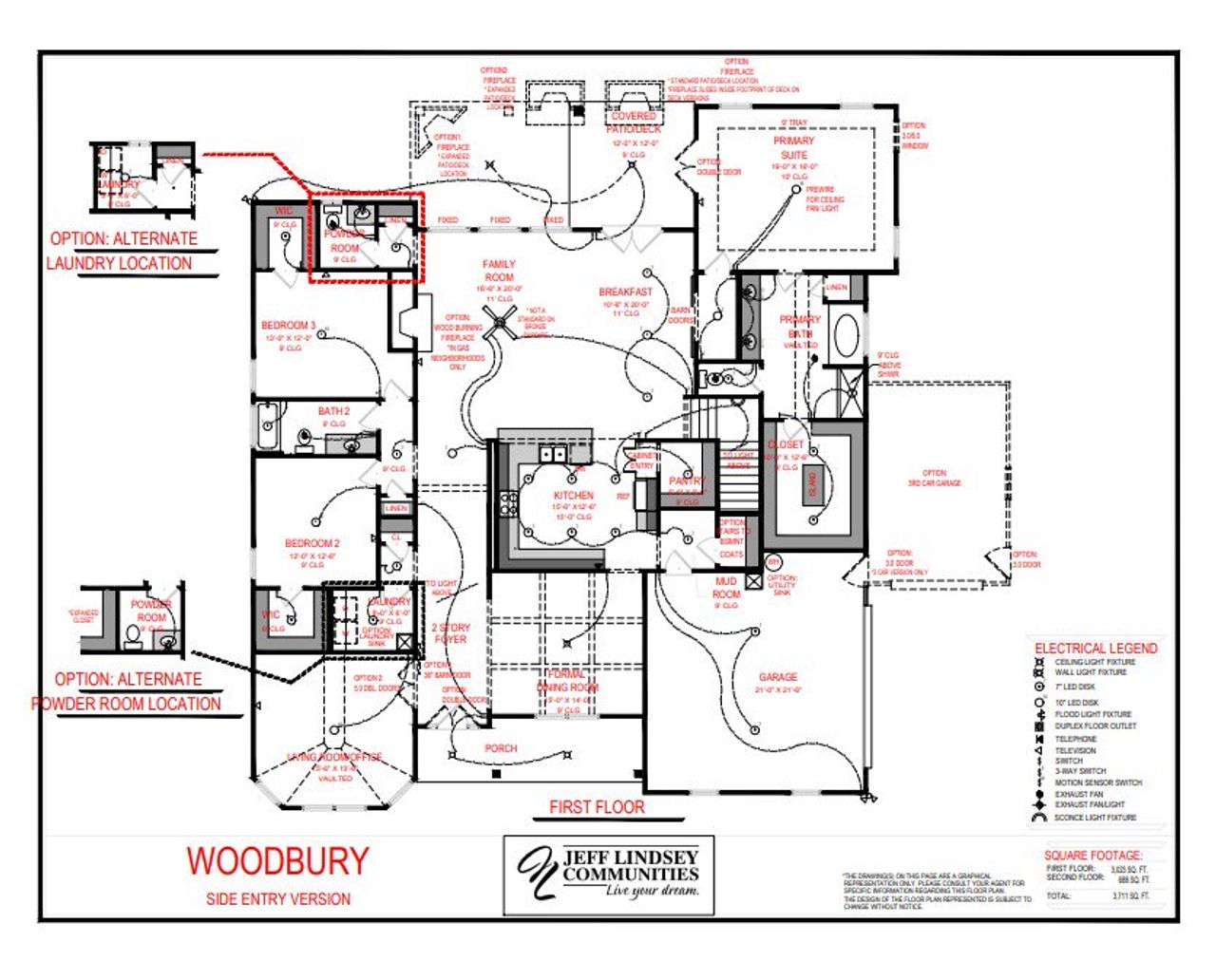 2D floor plan layout for the Woodbury B by Jeff Lindsey Communities in Arbor Springs, Newnan, GA (Image 2).