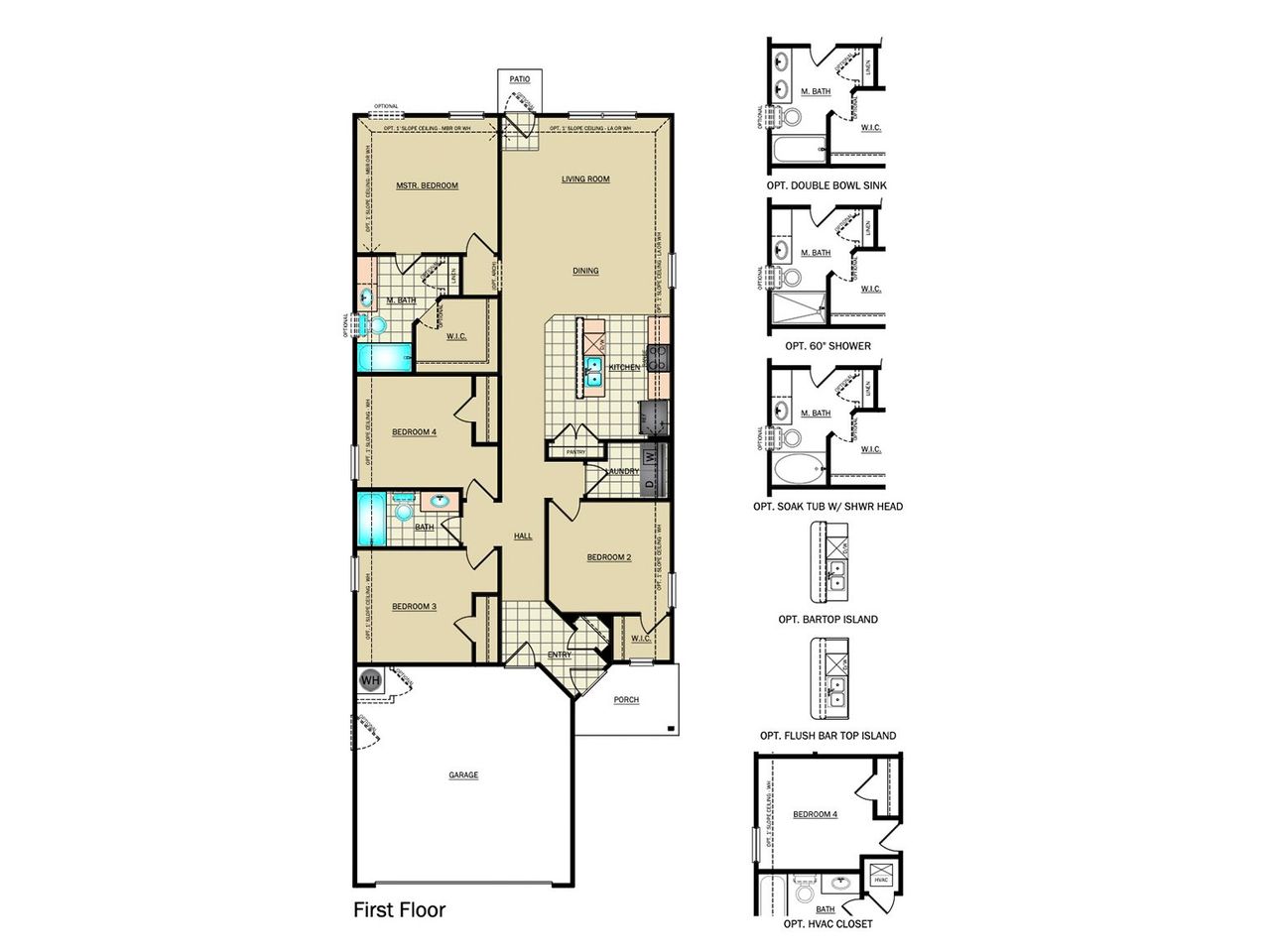 2D floor plan layout for the RC Ridgeland by Rausch Coleman Homes in Heritage Oaks, San Antonio, TX (Image 2). 2D floor plan layout for the RC Ridgeland by Rausch Coleman Homes in Heritage Oaks, San Antonio, TX (Image 2).
