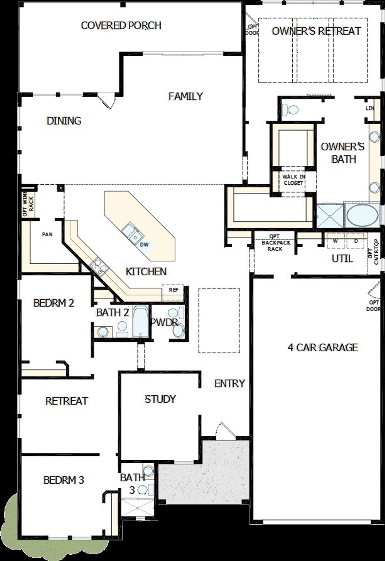 2D floor plan layout of this home in Rees Landing Estates, Spicewood, TX (Image 2).