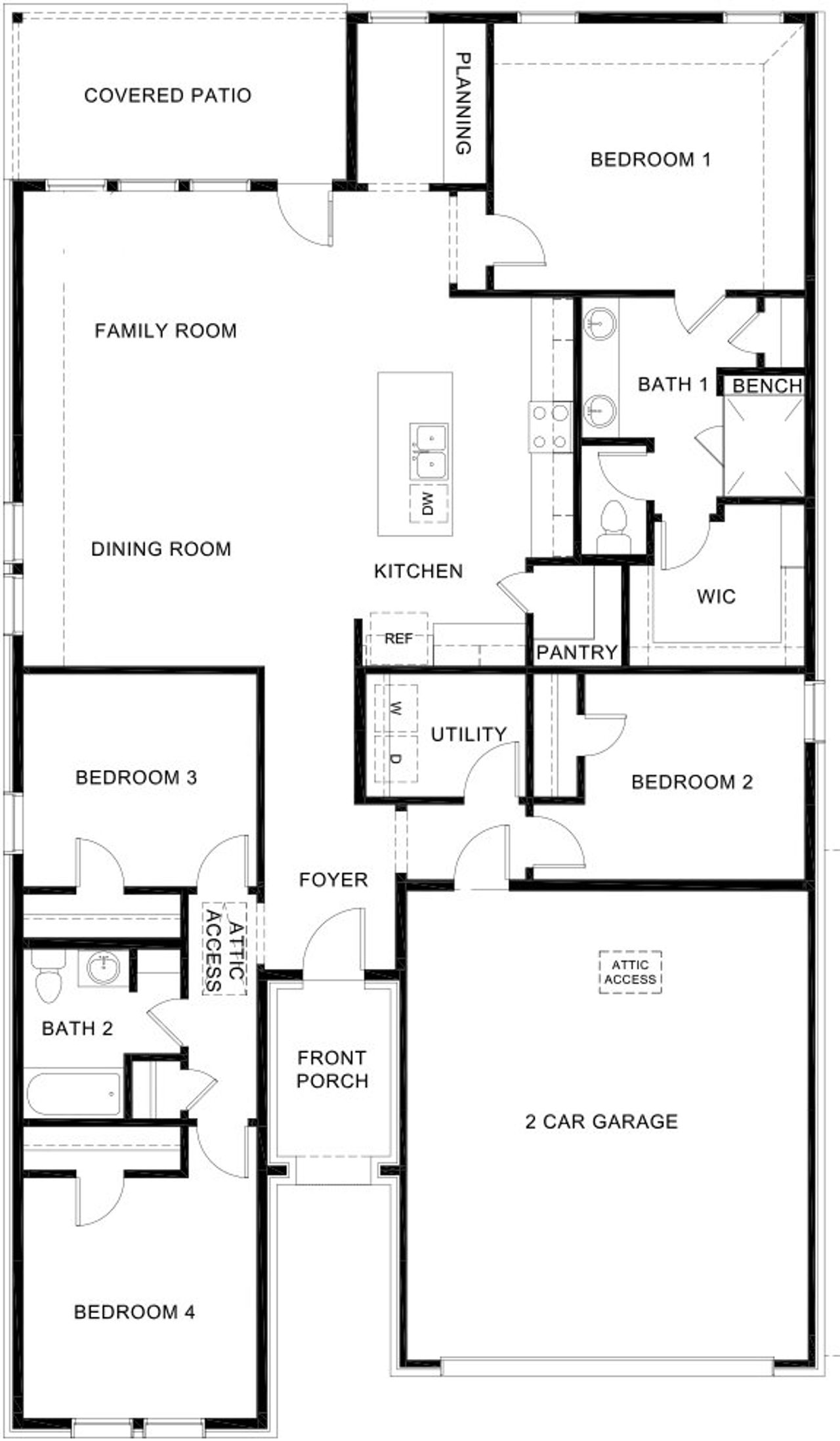 2D floor plan layout of this home in Lilybrooke at Legacy Hills, Celina, TX (Image 2).