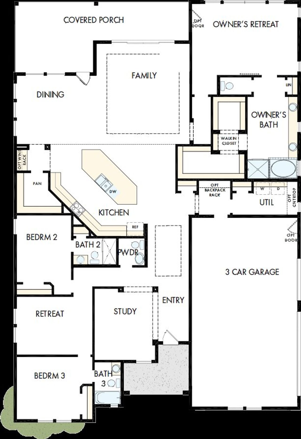2D floor plan layout of this home in Rees Landing Estates, Spicewood, TX (Image 2). 2D floor plan layout of this home in Rees Landing Estates, Spicewood, TX (Image 2).