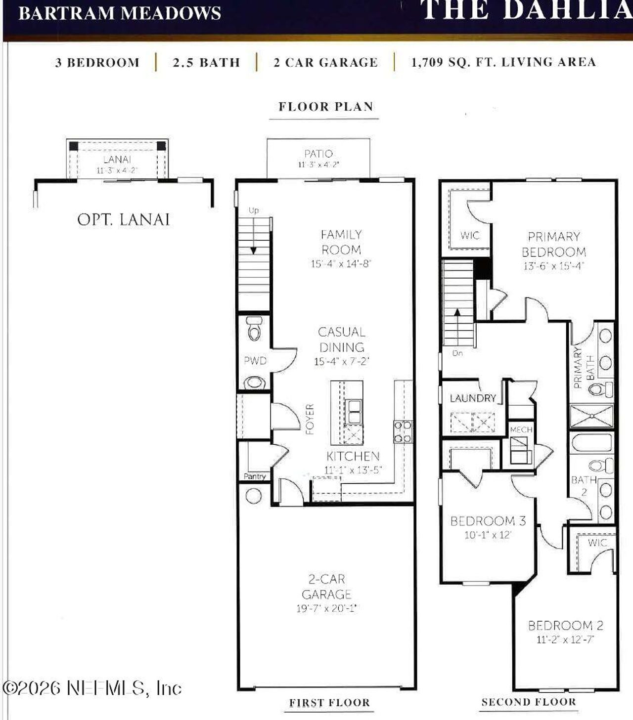 2D floor plan layout of this home in Bartram Meadows, Jacksonville, FL (Image 2).