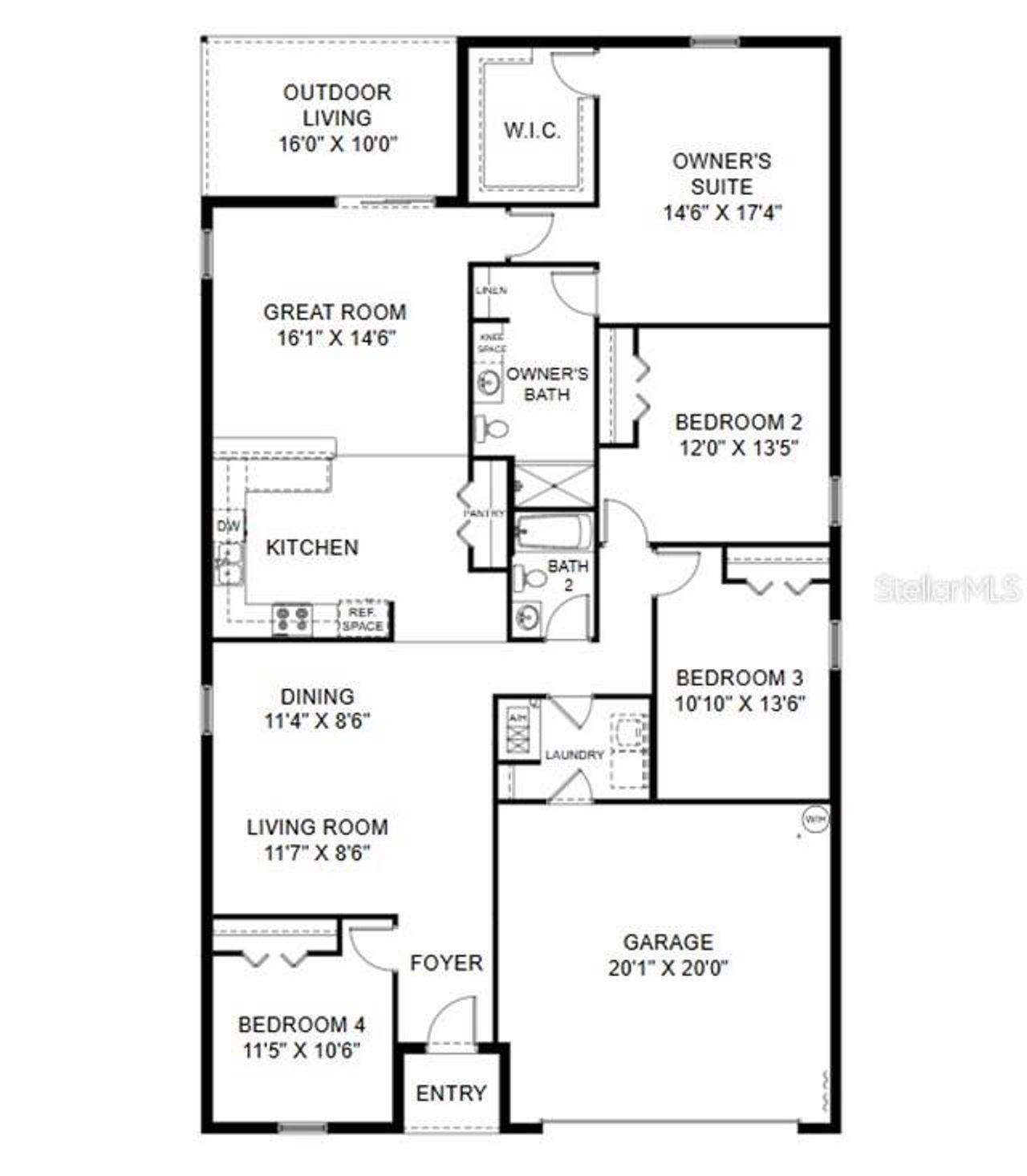 2D floor plan layout of this home in Poinciana, Poinciana, FL (Image 2).