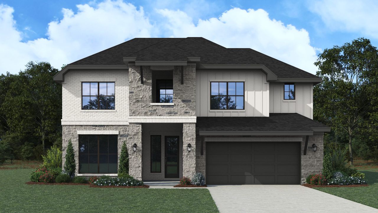 Representative exterior photo of a completed home built from the Castell by Sitterle Homes in The Grand Prairie 60’s, Hockley, TX (Image 2).