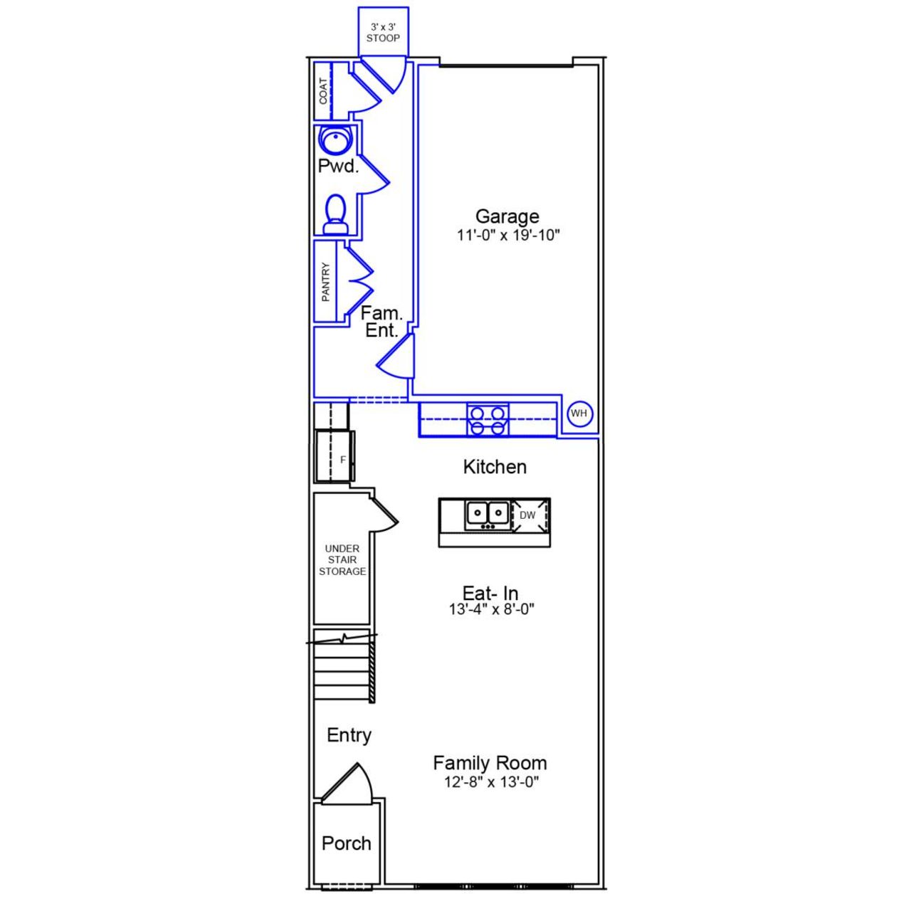 2D floor plan layout of this home in Renaissance at White Oak, Garner, NC (Image 2).