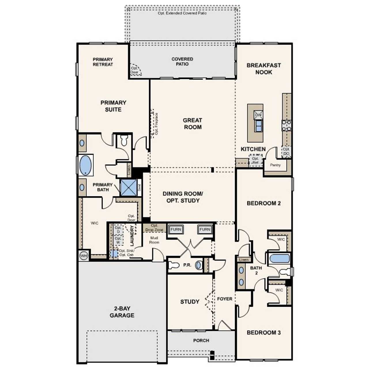 2D floor plan layout for the River Birch by Century Communities in Reserve East, Flagler Beach, FL (Image 2). 2D floor plan layout for the River Birch by Century Communities in Reserve East, Flagler Beach, FL (Image 2).