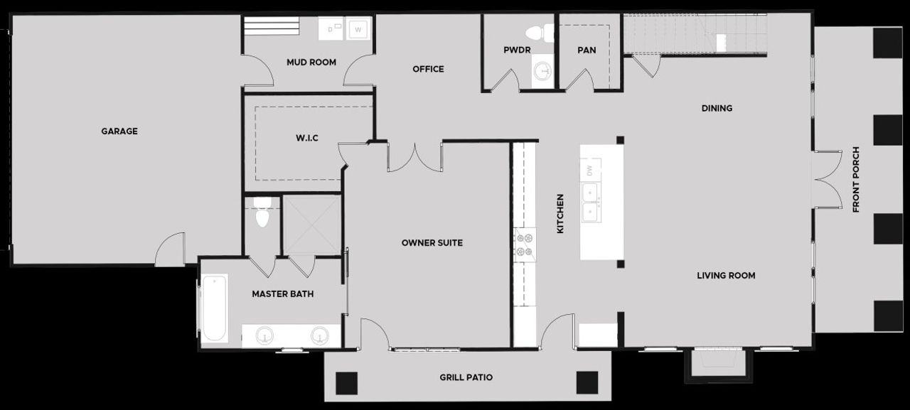 2D floor plan layout for the Cottage 2 - Homesites by Dream Finders Homes in Trove, Watkinsville, GA (Image 2).