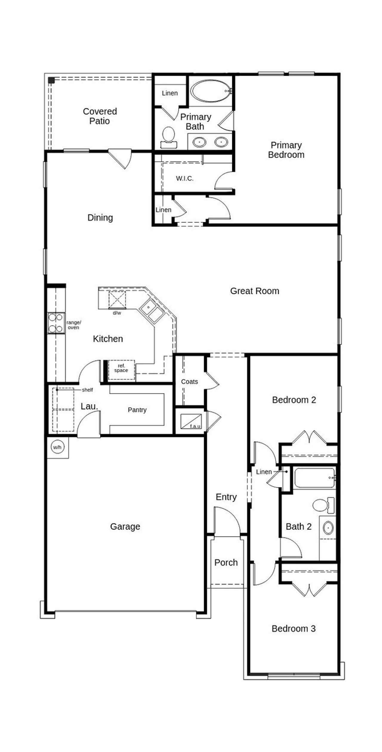2D floor plan layout of this home in Overlook Ranch, Georgetown, TX (Image 2).