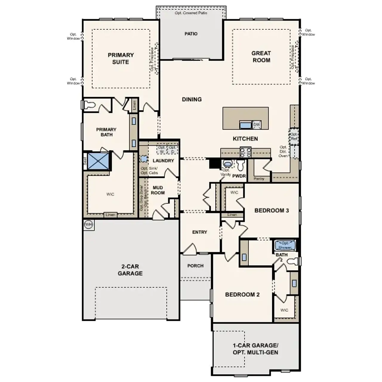 2D floor plan layout for the Hawkridge - 2601 by Century Communities in Homestead, Schertz, TX (Image 2).