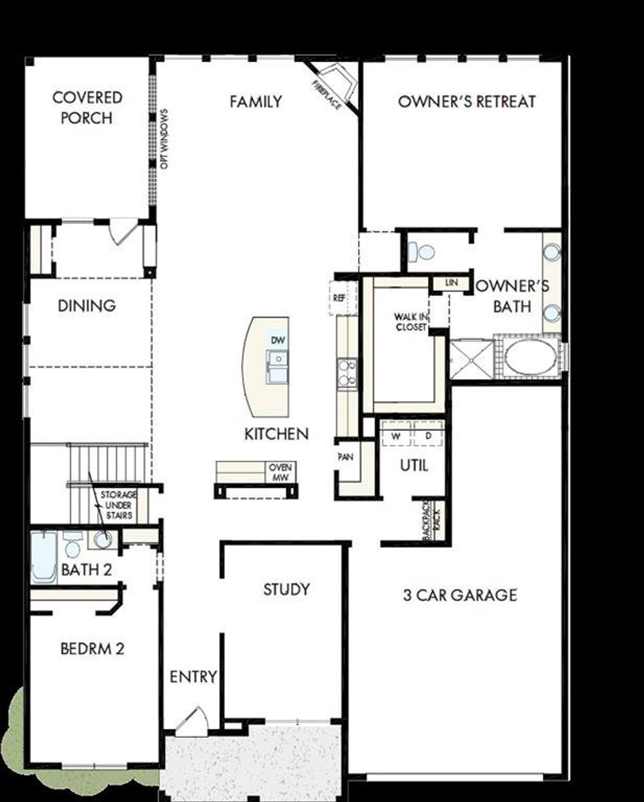 2D floor plan layout of this home in Myrtle Creek, Waxahachie, TX (Image 2).