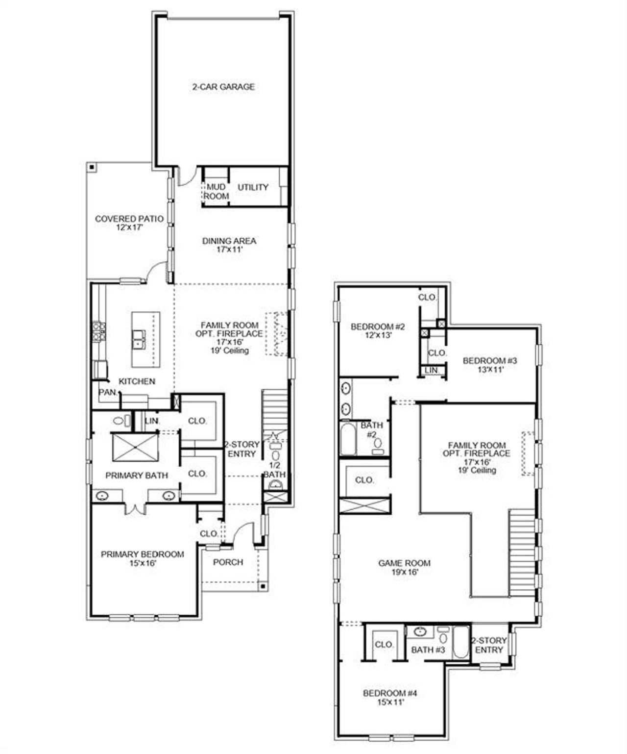 2D floor plan layout of this home in The Parks at Wilson Creek, Celina, TX (Image 2).