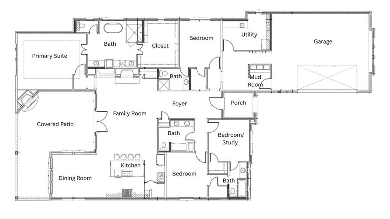 2D floor plan layout of this home in , Poolville, TX (Image 2).