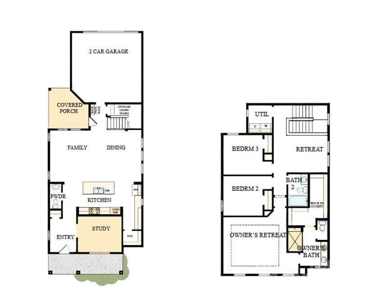 2D floor plan layout of this home in Whitley Preserve – Park Collection, Mint Hill, NC (Image 2).