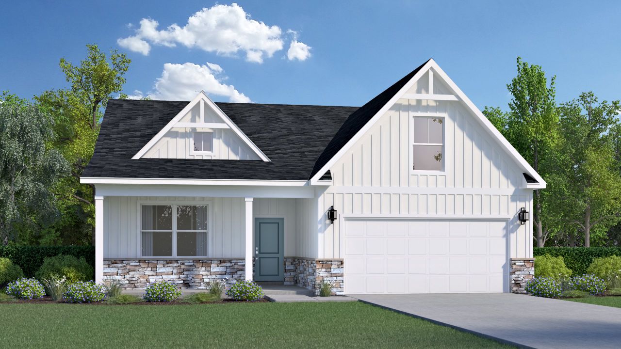 Representative exterior photo of a completed home built from the Barrett by Veranda Homes in Hitchcock Preserve, Aiken, SC (Image 2).