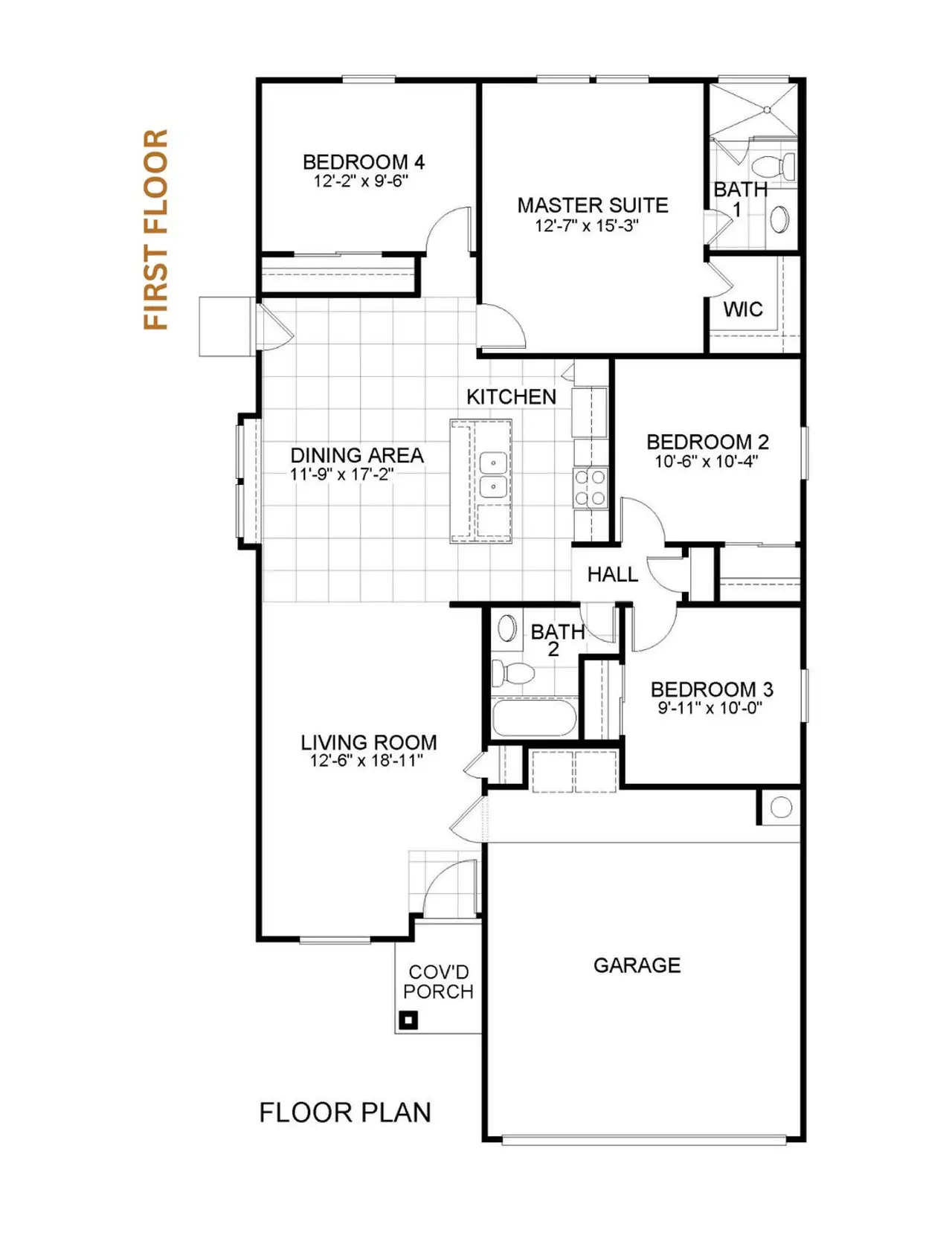 2D floor plan layout for the Thanya 1338 SSC by Saratoga Homes in Crossland, El Paso, TX (Image 2).