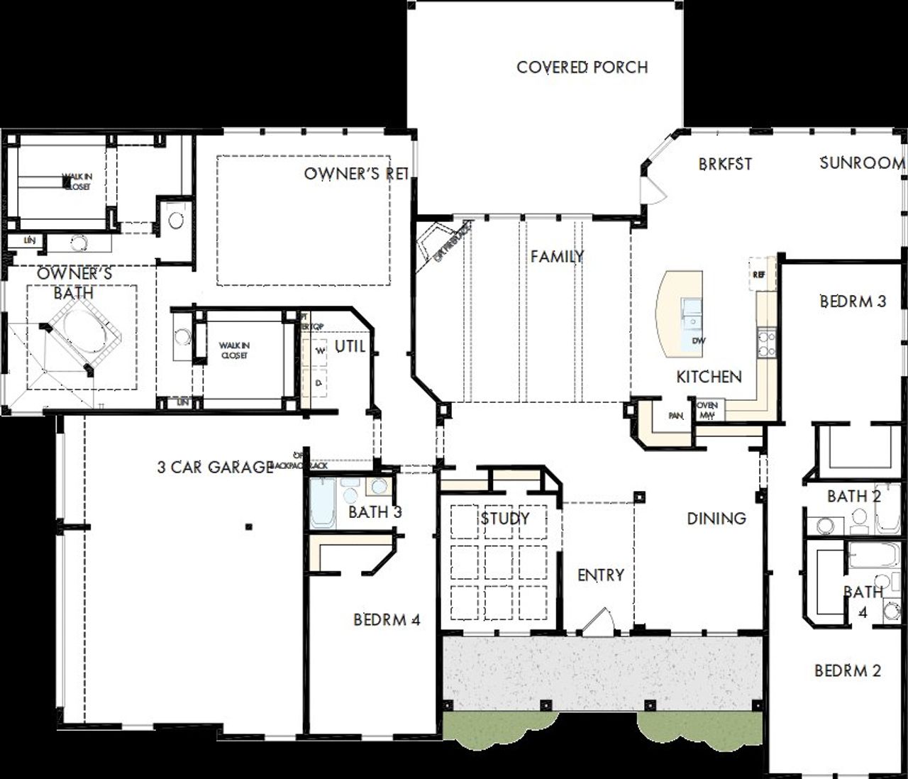 2D floor plan layout of this home in Megans Landing – Half-Acre Homesites, Castroville, TX (Image 2).