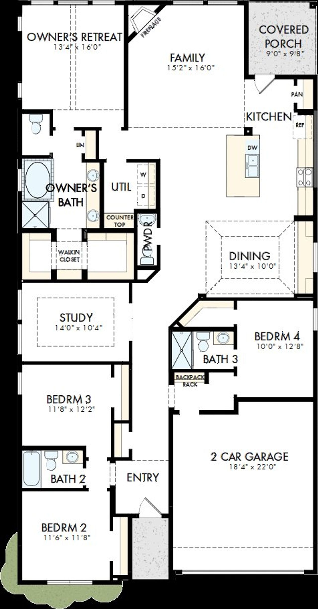 2D floor plan layout of this home in ARTAVIA - Enclave Collection, Conroe, TX (Image 2). 2D floor plan layout of this home in ARTAVIA - Enclave Collection, Conroe, TX (Image 2).