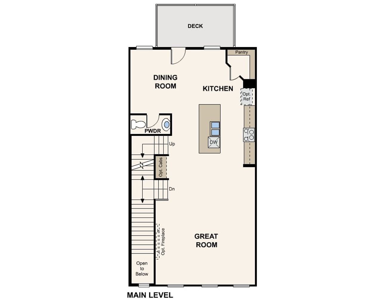2D floor plan layout of this home in Front Load Townhomes at Waterstone, Sherrills Ford, NC (Image 2).