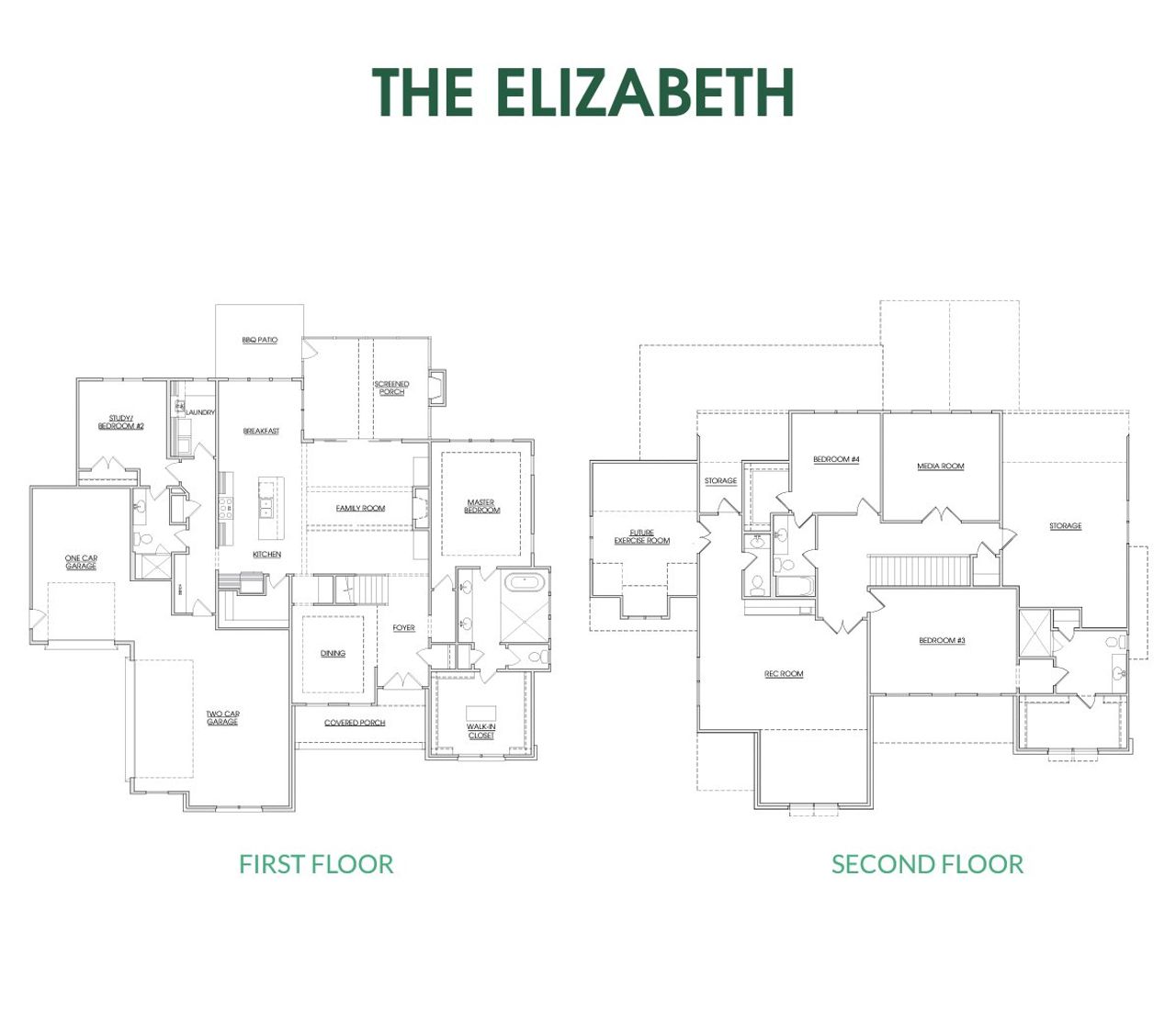 2D floor plan layout for the The Elizabeth by Ken Harvey Homes in Sorrell Oaks, Youngsville, NC (Image 2).
