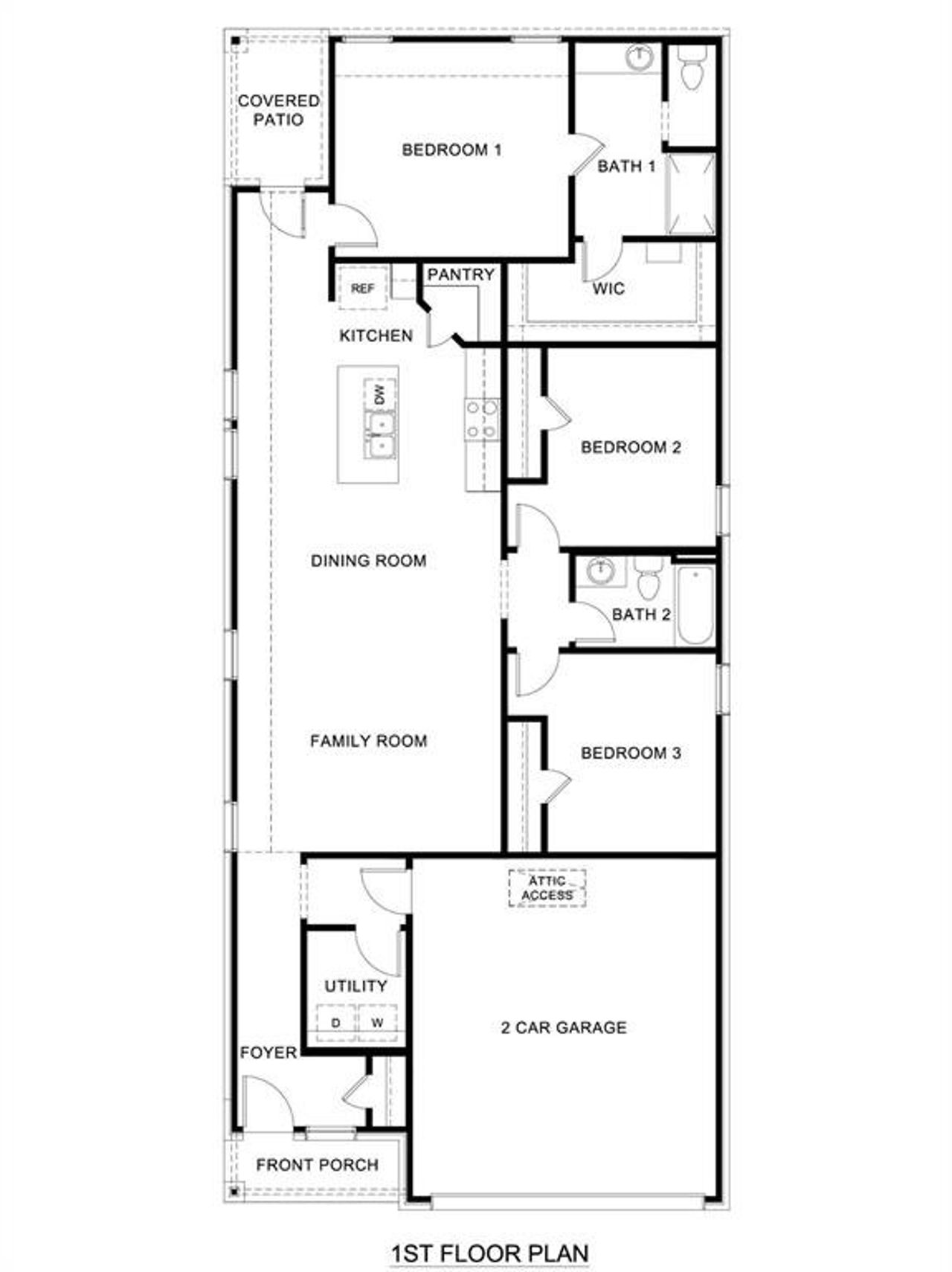 2D floor plan layout of this home in The Reserve at Spiritas Ranch, Little Elm, TX (Image 2).