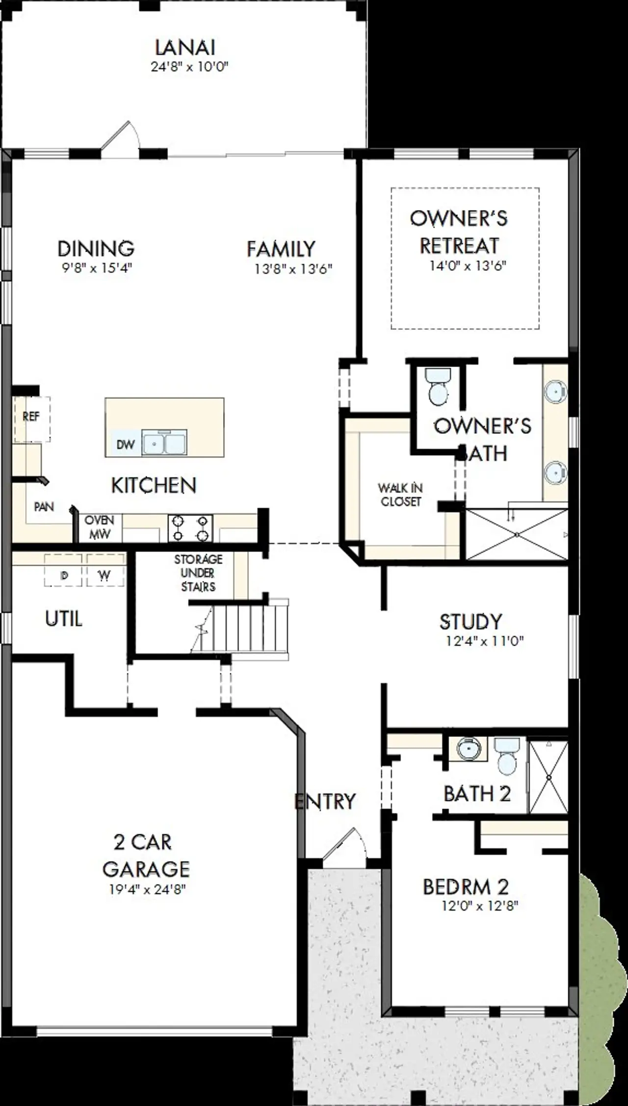 2D floor plan layout of this home in Oakfield at Mount Dora Village Series, Mount Dora, FL (Image 2).