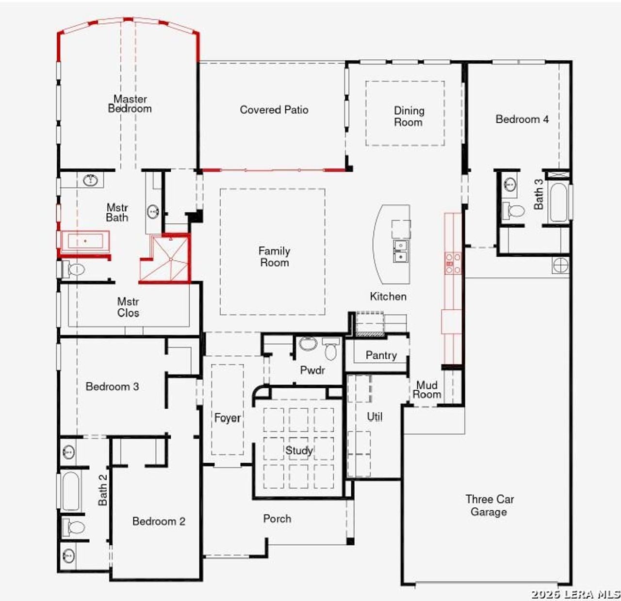 2D floor plan layout of this home in Megan's Landing, Castroville, TX (Image 2).