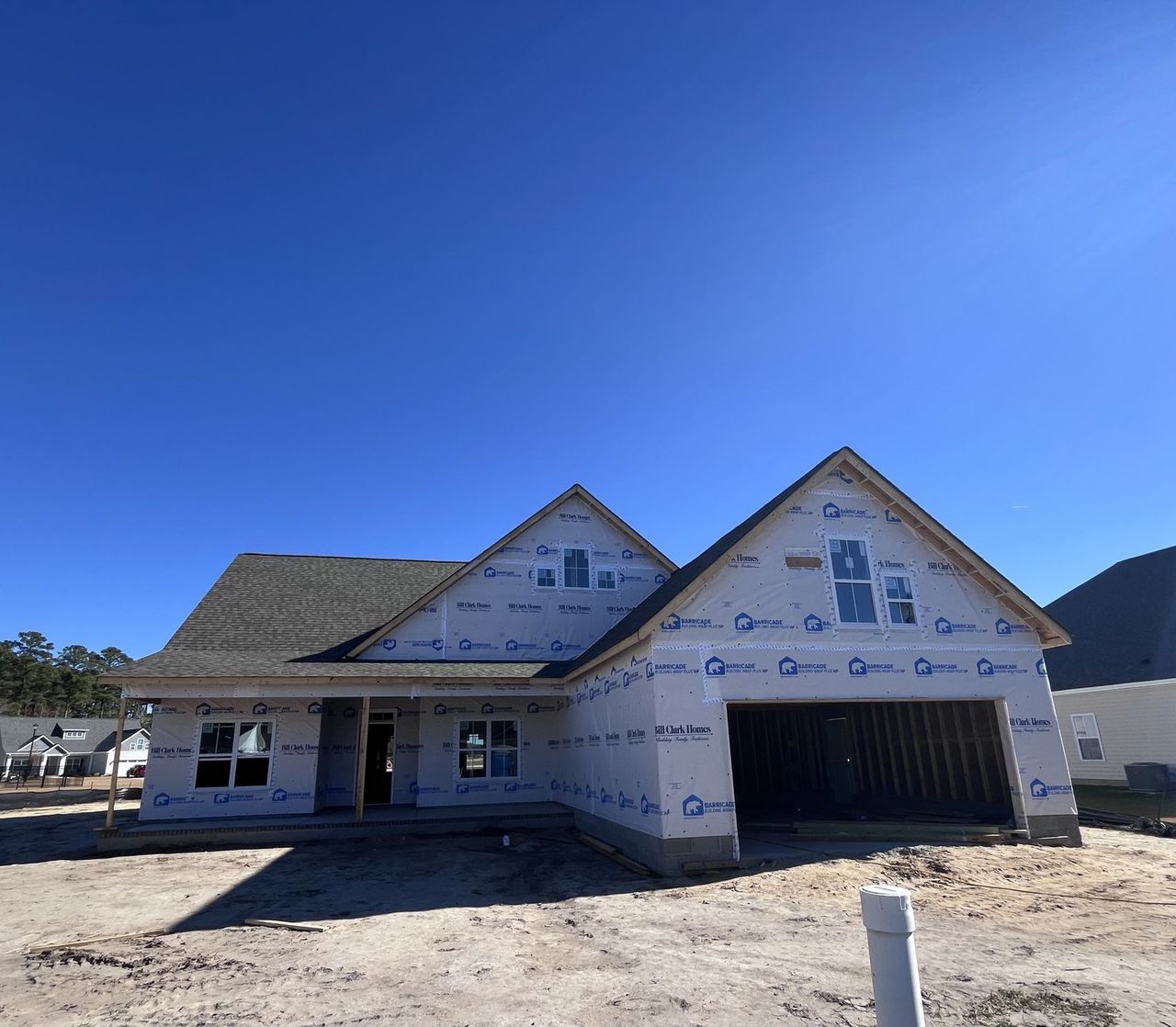 In-progress construction of a new home in The Villas at Langston Farms, Winterville, NC (Image 2).