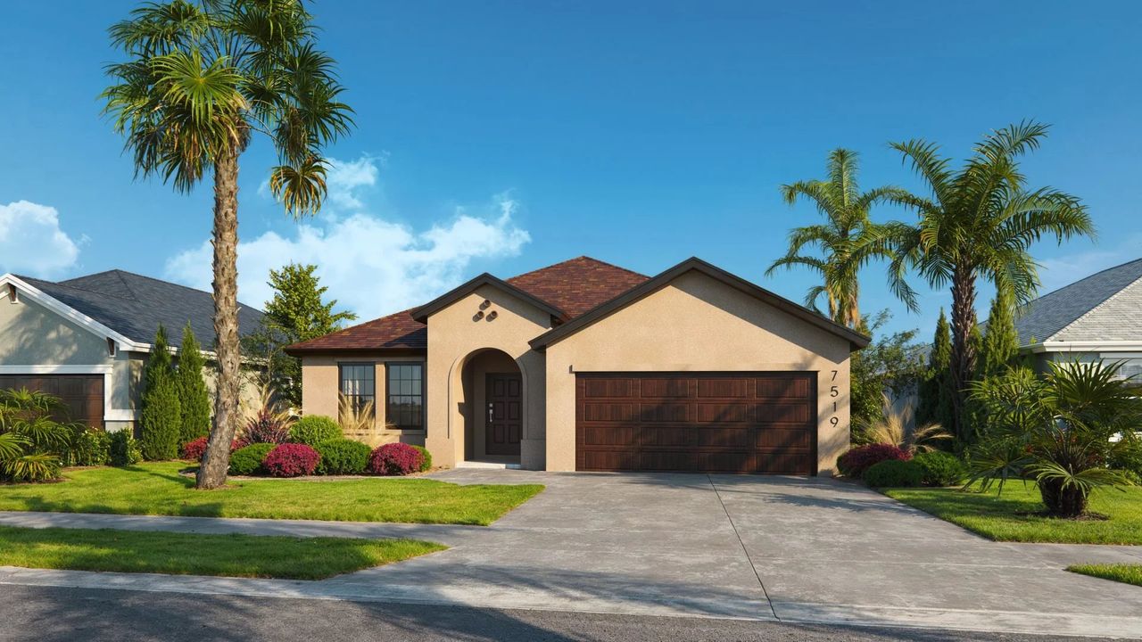 Representative exterior photo of a completed home built from the Monterey by Inland Homes in Avalon West, Spring Hill, FL (Image 2). Representative exterior photo of a completed home built from the Monterey by Inland Homes in Avalon West, Spring Hill, FL (Image 2).