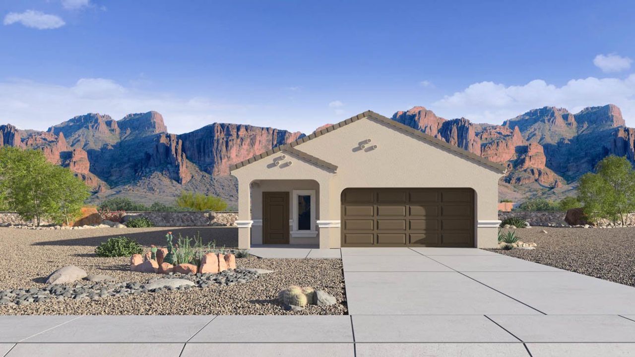Representative exterior photo of a completed home built from the Harper by D.R. Horton in Radiance at Superstition Vistas, Apache Junction, AZ (Image 2).
