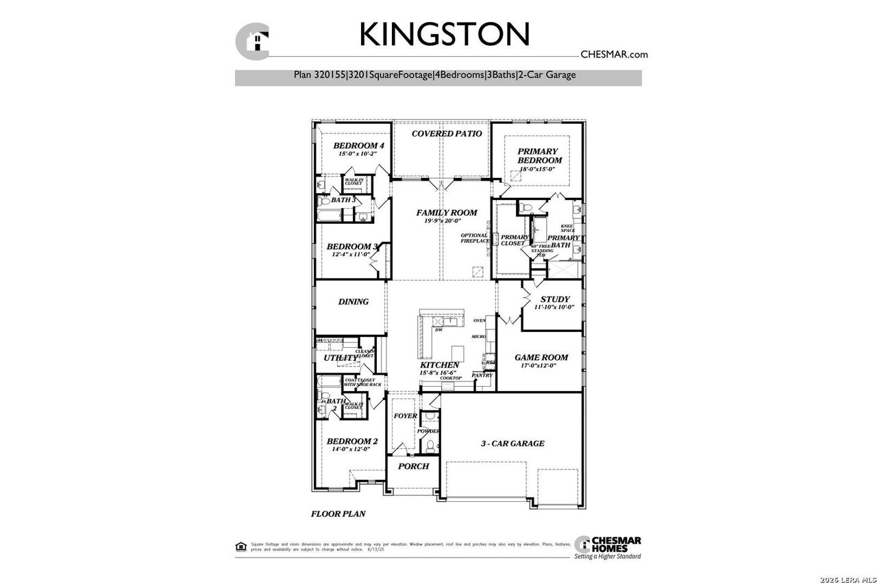 2D floor plan layout of this home in Prominence, San Antonio, TX (Image 2).
