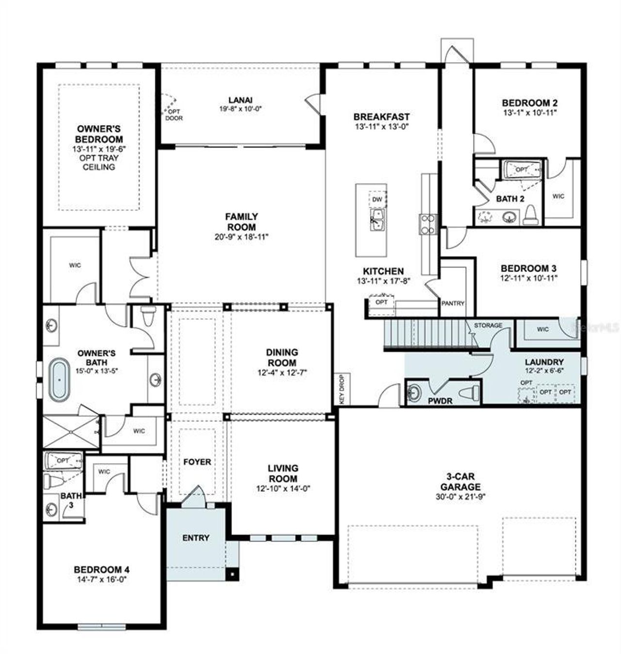 2D floor plan layout of this home in Hawk's Overlook, Oviedo, FL (Image 2). 2D floor plan layout of this home in Hawk's Overlook, Oviedo, FL (Image 2).