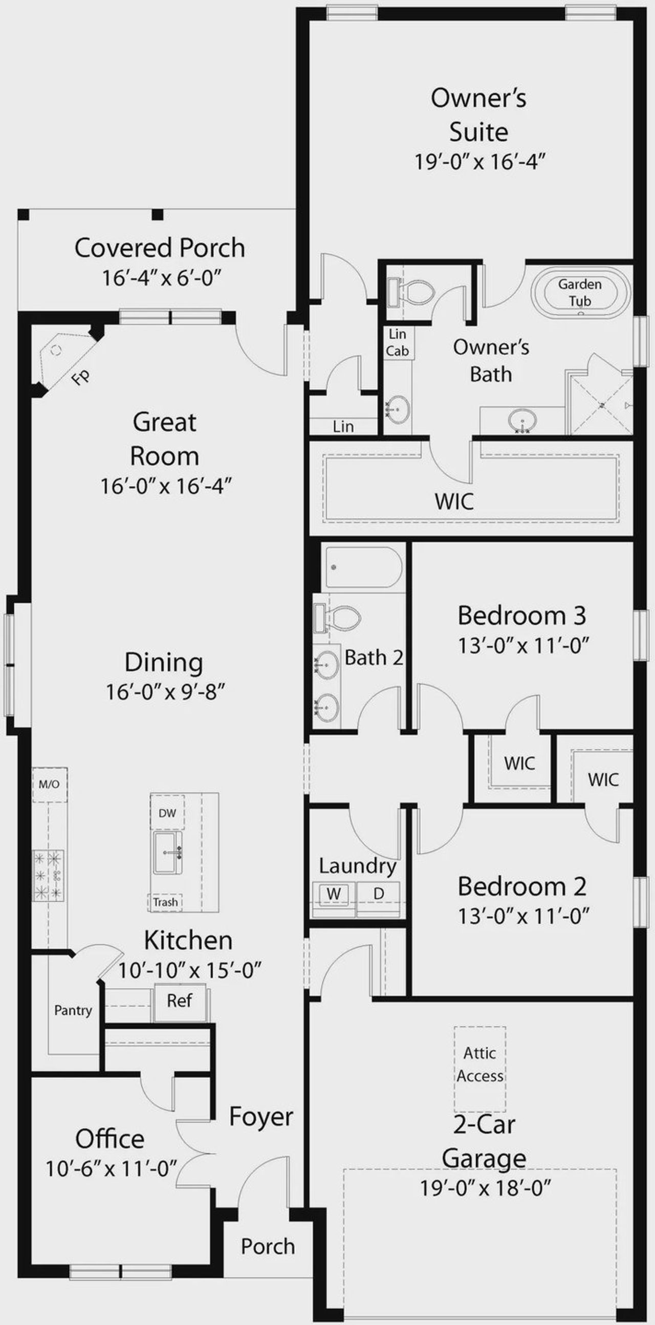 2D floor plan layout for the Tilly by St. Vincent Homes in Solterra, Mesquite, TX (Image 2).