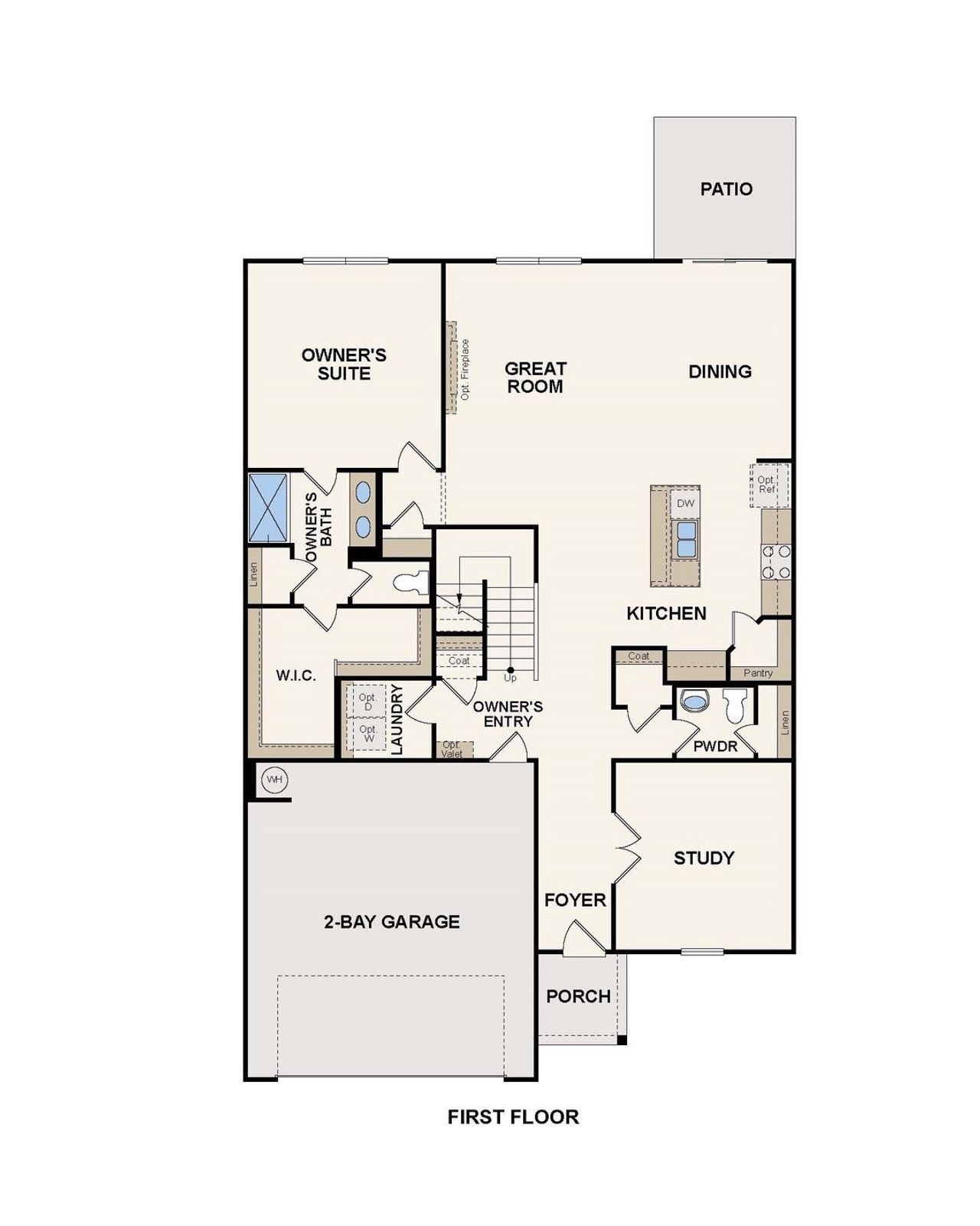 2D floor plan layout of this home in Blue Sky Meadows, Monroe, NC (Image 2).