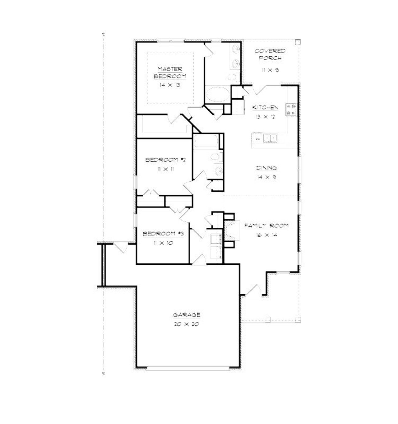 2D floor plan layout for the Cypress by Southeastern Building Corporation in Westfield Garden Homes, Gallatin, TN (Image 2).