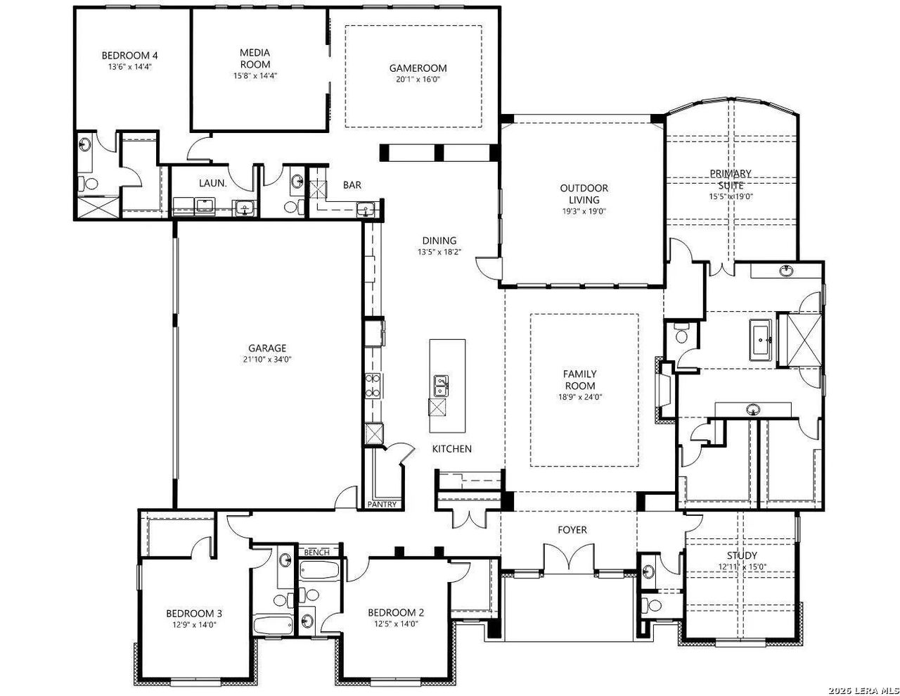 2D floor plan layout of this home in George's Ranch, Boerne, TX (Image 2).