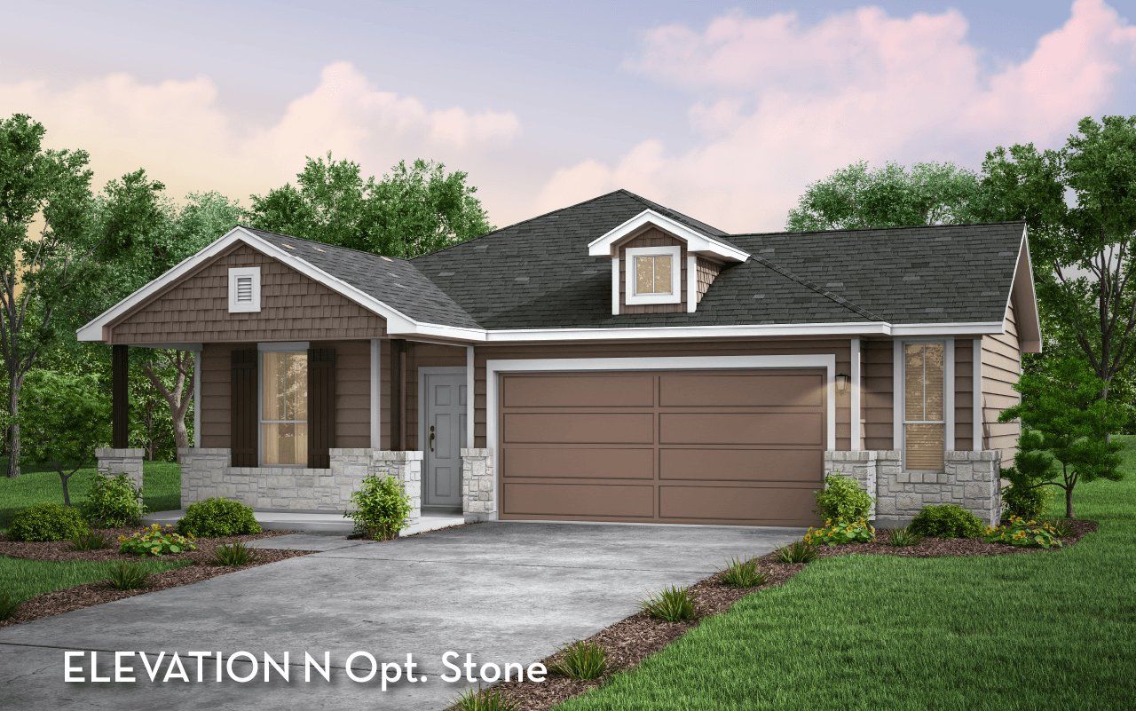 Representative exterior photo of a completed home built from the Aquila by CastleRock Communities in Paramount, Kyle, TX (Image 2). Representative exterior photo of a completed home built from the Aquila by CastleRock Communities in Paramount, Kyle, TX (Image 2).